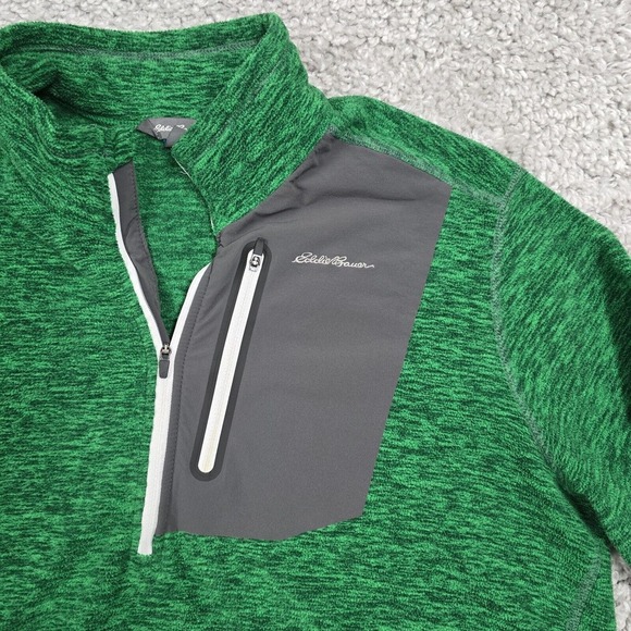 Eddie Bauer Sweater Mens XL Green First Ascent Fleece 1/4 Zip Long Sleeve Hiking - Picture 4 of 12